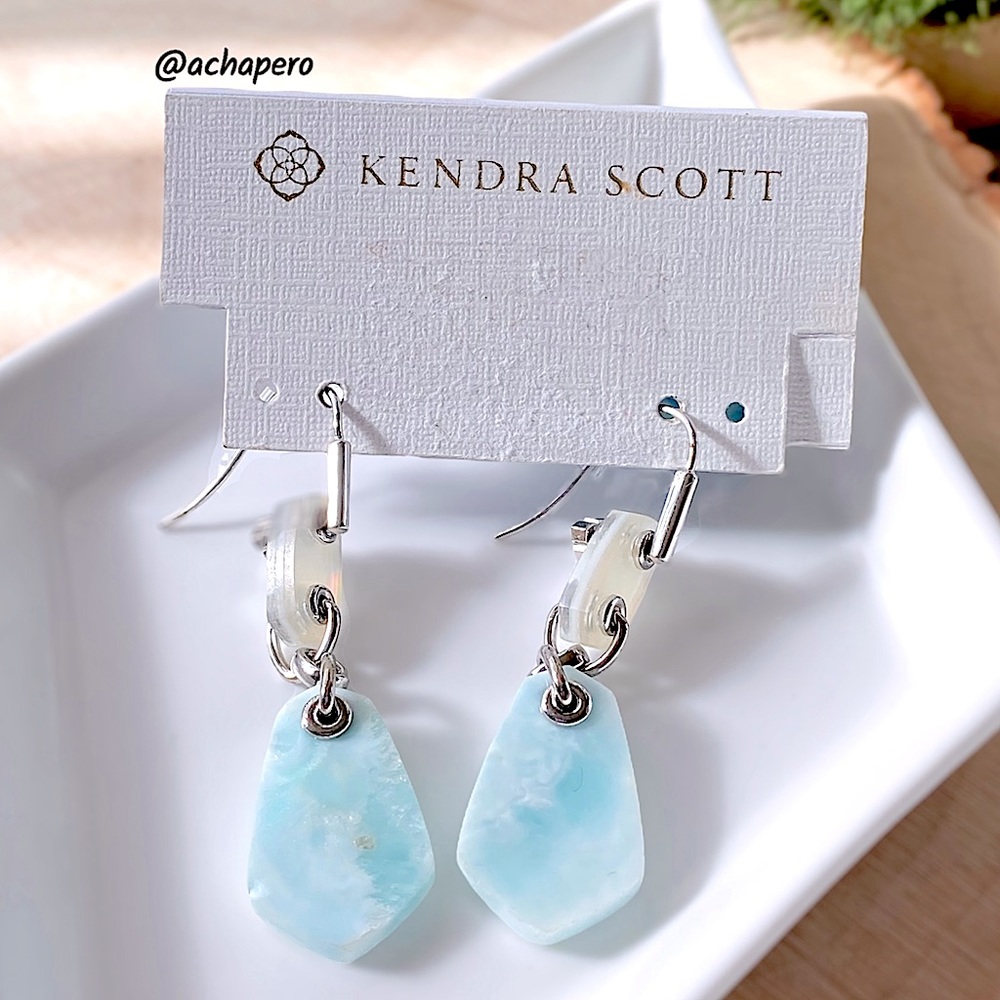 Kendra Scott “Ashlyn” Silver Stone Drop in Light Blue Mix